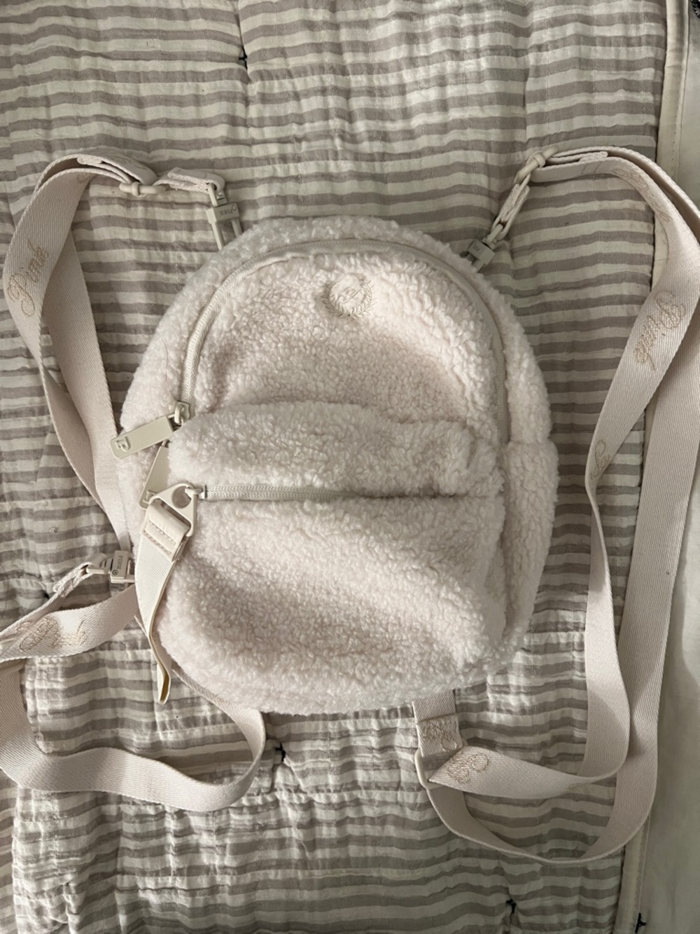 PINK Victoria's Secret Cream Sherpa Mini Backpack